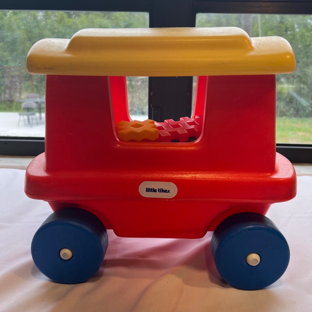 Little Tikes Train Car Toy Ride On Red Yellow Blue Wheels Vintage